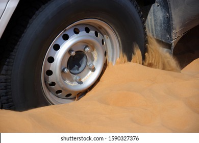 Car Wheel Stuck In Sand, Wahiba Sands, Oman