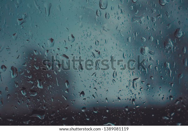 car window during heavy\
rain
