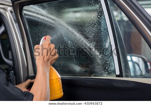Car window tinting series : Moisten window\
glass before installation