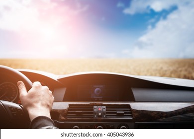  Car Window View On Wheat Field