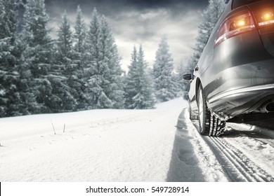 Car On Winter Road Snowy Forest Stock Photo 1920112994 | Shutterstock