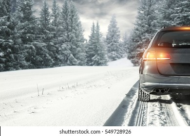 Car And Winter Road 