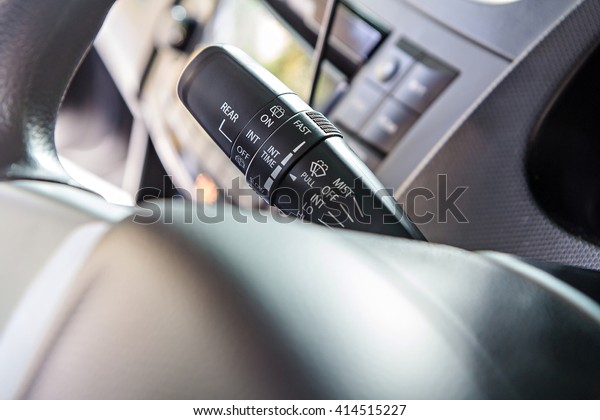 Car wiper\
control stick, car interior\
detail