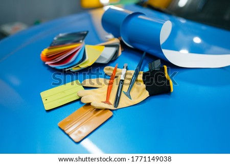 Car wrapping, color palette and installation tools