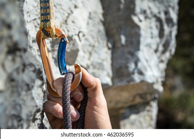 Carabiner And Climbing Rope
