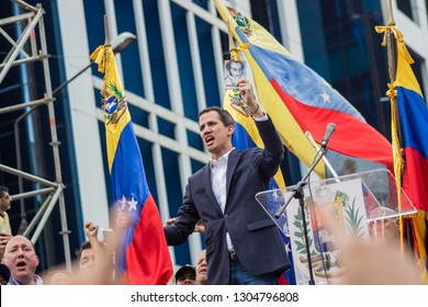 Caracas, Capital District/ Venezuela; 01-23-2019: Presidential Inauguration In Venezuela - Interim President Juan Guaidó Taking The Oath