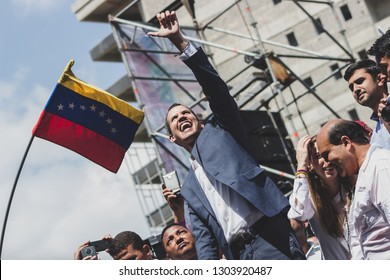 Caracas, Capital District
 /Venezuela; 02/02/2019: Interim President Juan Guaidó - President Of Venezuela - Protests In Venezuela