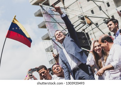 Caracas, Capital District
 /Venezuela; 02/02/2019: Interim President Juan Guaidó - President Of Venezuela - Protests In Venezuela