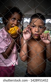 Caracas, Capital District / Venezuela 06-16-2019 
Couple Of Street Children Roam The Streets Of Caracas