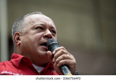 Caracas, Miranda, Venezuela. 04/11/2018. The Former Vice President Of Venezuela And Official Leader Diosdado Cabello Speaks In An Act Of Support For The Candidacy For The Re-election Of Nicolás Maduro