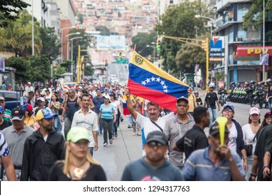 Caracas, Miranda/Venezuela - January 23rd 2019: People Rally In Support Of Venezuelan National Assembly President Juan Guaido.