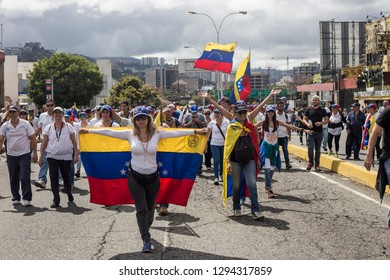 Caracas, Miranda/Venezuela - January 23rd 2019: People Rally In Support Of Venezuelan National Assembly President Juan Guaido.