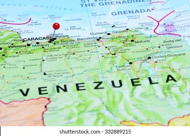 Caracas Pinned On A Map Of America
