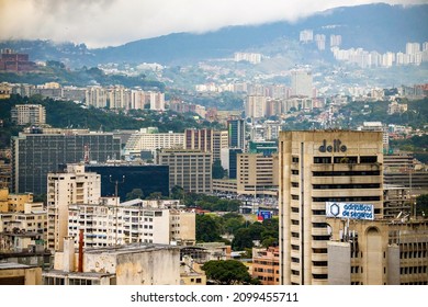 Caracas, Venezuela - 11-17-2021: Panoramic view of the Caracas city center modern buildings at day