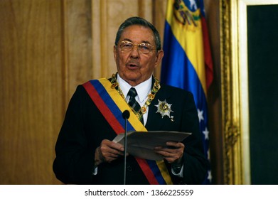 Caracas (Venezuela) December 13, 2008. The Former Presidents Of Cuba, Raul Castro In Caracas On December 13, 2008