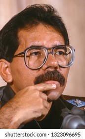 CARACAS, VENEZUELA - FEBRUARY 3, 1989: Daniel Ortega, President Of Nicaragua, At News Conference.