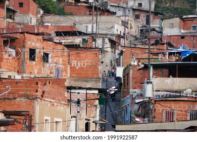Caracas, Venezuela June 2021; detail of a neighborhood in Latin America. a favela in the middle of Caracas