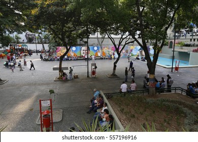 CARACAS, VENEZUELA - MAY 06, 2014 - square in  downtown with people 