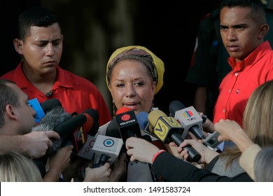 Caracas (Venezuela) November 8, 2007. Piedad Córdoba (C). Colombian Politician Who Served As Senator Of Colombia From 1994 To 2010. At The Miraflores Palace In Caracas After Meeting With Hugo Chavez