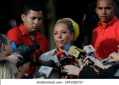 Caracas (Venezuela) November 8, 2007. Piedad Córdoba (C). Colombian Politician Who Served As Senator Of Colombia From 1994 To 2010. At The Miraflores Palace In Caracas After Meeting With Hugo Chavez