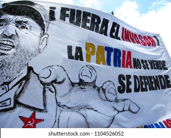 Caracas/Venezuela-02/16/2017: Detail Of Banners Held By Venezuelan Citizens In A Rally Against Cubanization Of Venezuela And The Castro Foreign Interference In The Country