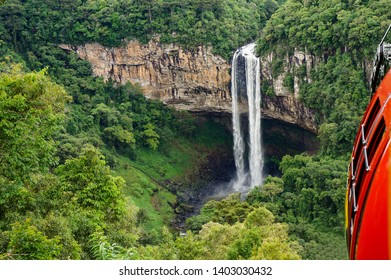 Caracol waterfall with cable car at Canela city, Rio Grande do Sul, Brazil                                                               - Powered by Shutterstock