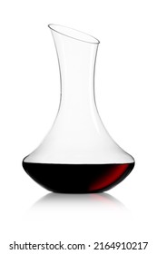 Carafe with red wine on a white background