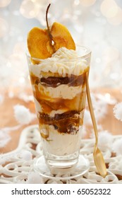 Caramel Apple Parfait With Whipped Cream For Christmas