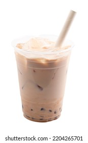 Caramel Boba Milk Tea Isolated On A White Background