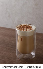 Caramel Cappuccino With Frothed Milk Sprinkled With Chocolate