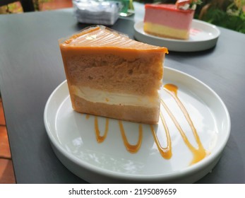 Caramel Cream Cake On A Plate 