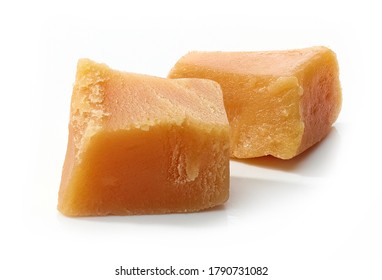 Caramel Pieces Isolated On White Background