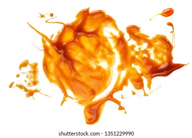 Caramel sauce isolated on white background, flat lay - Shutterstock ID 1351229990