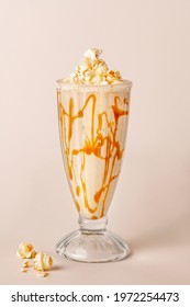 Caramel Sauce Popcorn Vanilla Milkshake 