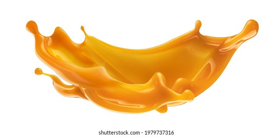 Caramel sauce splash isolated on white background with clipping path