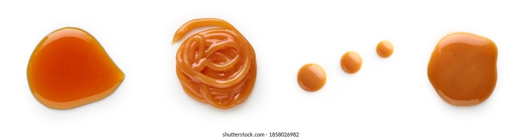 Caramel Sauce Top View Isolated On White Background