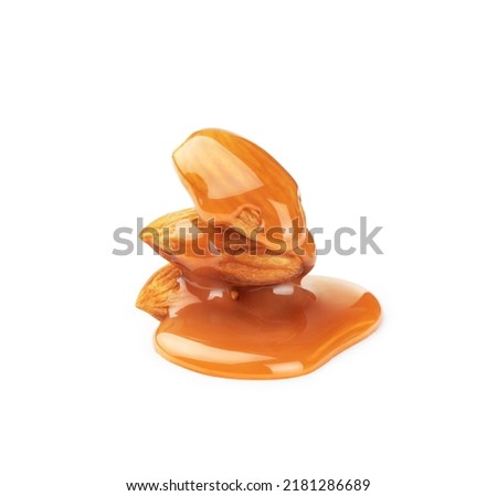 caramelized almonds on a white background