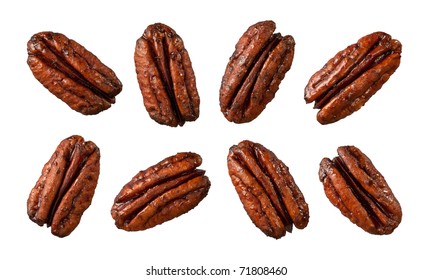 Caramelized Pecans isolated on a white background