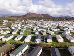 Caravan And Camping, Static Home Aerial View. Porthmadog Holiday Park Taken From The Air By A Drone.