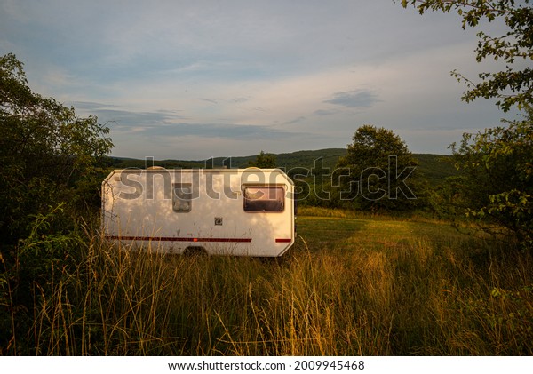 Caravan car parking in\
nature