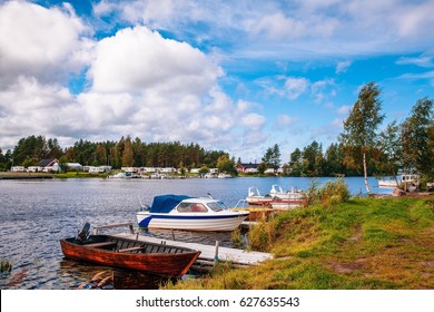 Caravan Park At The Lake In Rural Finland