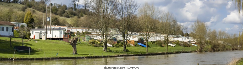 Caravan Site Next To The River Avon Evesham Worcestershire Midlands England Uk