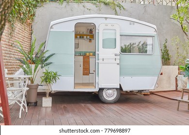 Caravan trailer camping (vintage and retro style caravan)