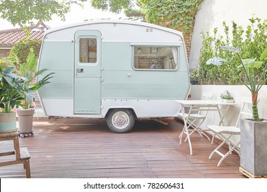 Caravan trailer camping (vintage and retro style caravan)