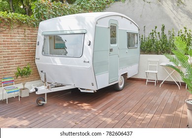 Caravan Trailer Camping (vintage And Retro Style Caravan)