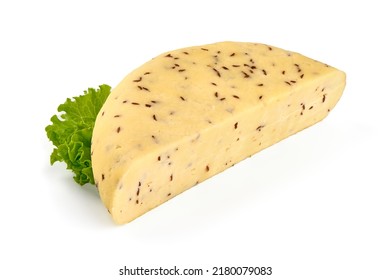 Caraway Cheese, Isolated On White Background