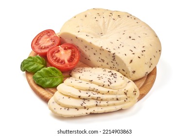 Caraway Cheese, Isolated On White Background