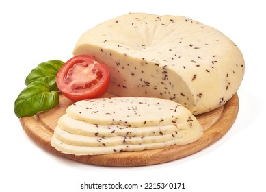 Caraway Cheese, Isolated On White Background