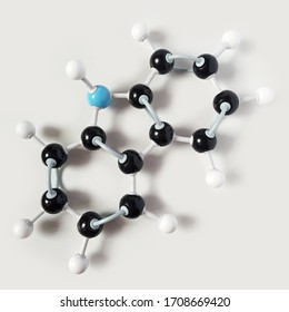 Carbazole molecular structure isolated on white background. Chemical formula is C12H9N.