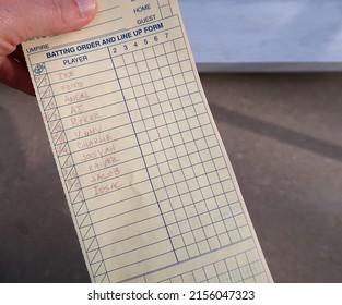 Carbon Copy Paper Form For Batting Order And Line Up. Baseball Coach Plan